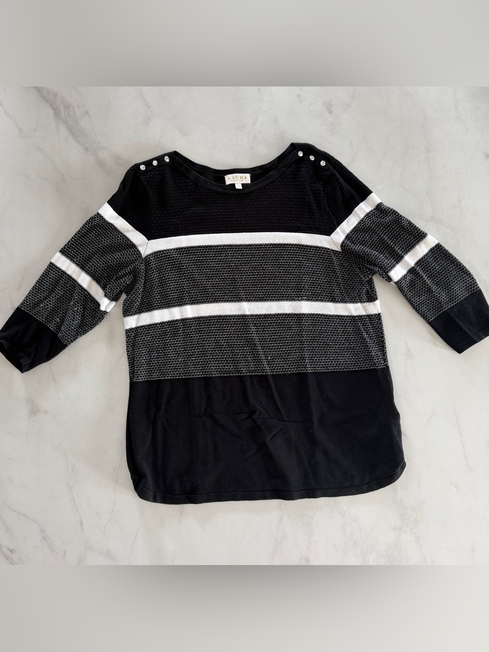 Zara Black & White Striped Women's Sweater